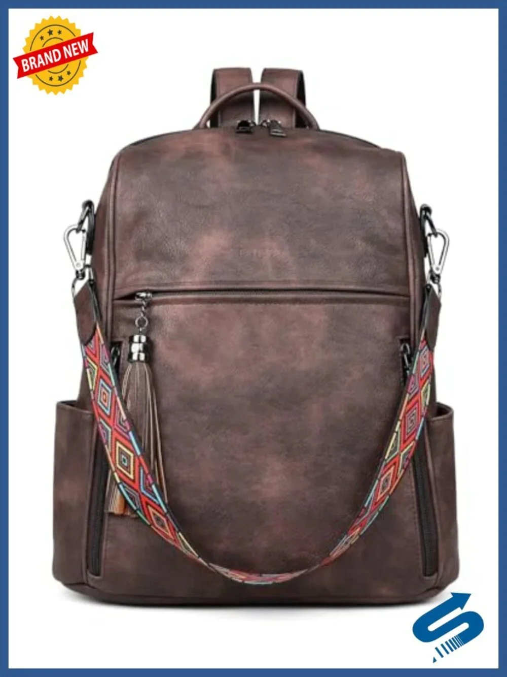 Vegan Leather Convertible Backpack for Women - 14 Inch Laptop Travel